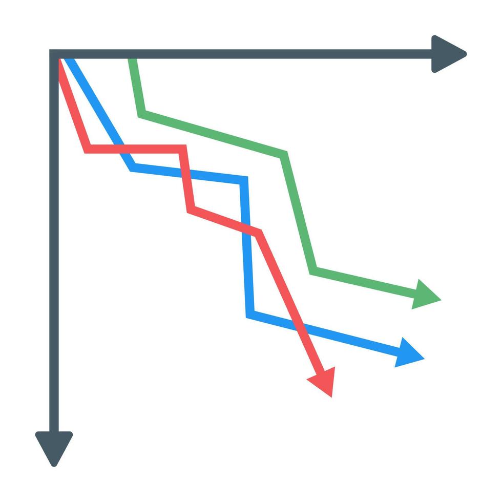 um ícone plano de gráfico de linha vetor