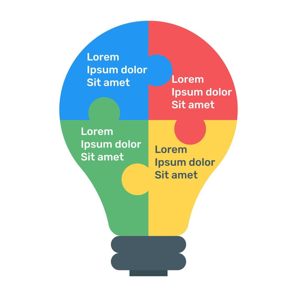 um ícone de infográfico de ideia de lâmpada, vetor plano