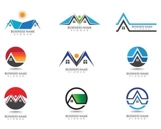 logotipo de edifícios e modelo de ícones de símbolos vetor