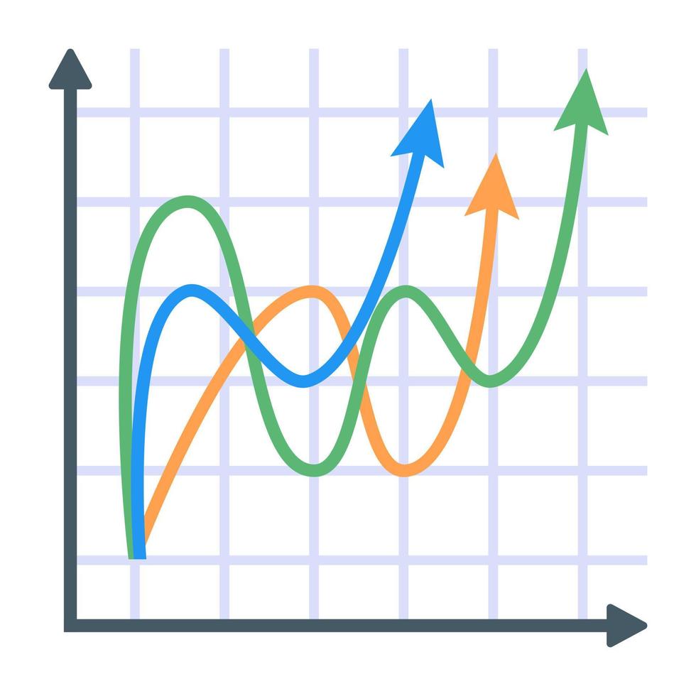 um ícone plano de gráfico de linha vetor