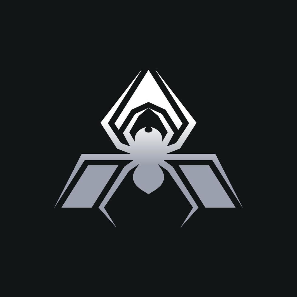 logotipo de aranha prateada em fundo preto vetor