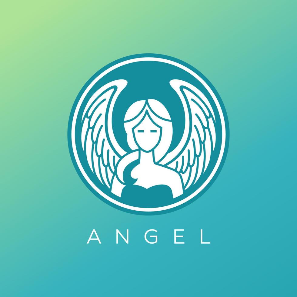 logotipo do anjo com vista frontal da asa vetor