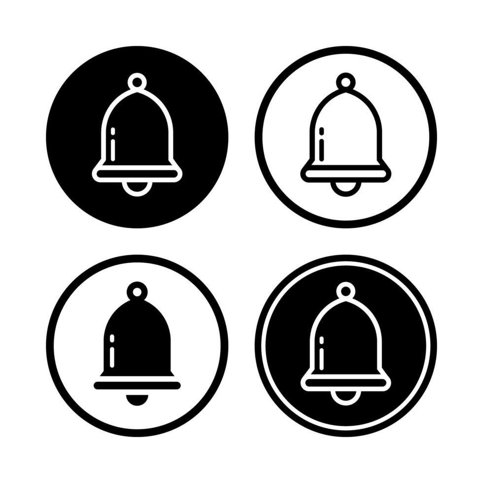 ícone de sino preto e branco com estilo de círculo vetor