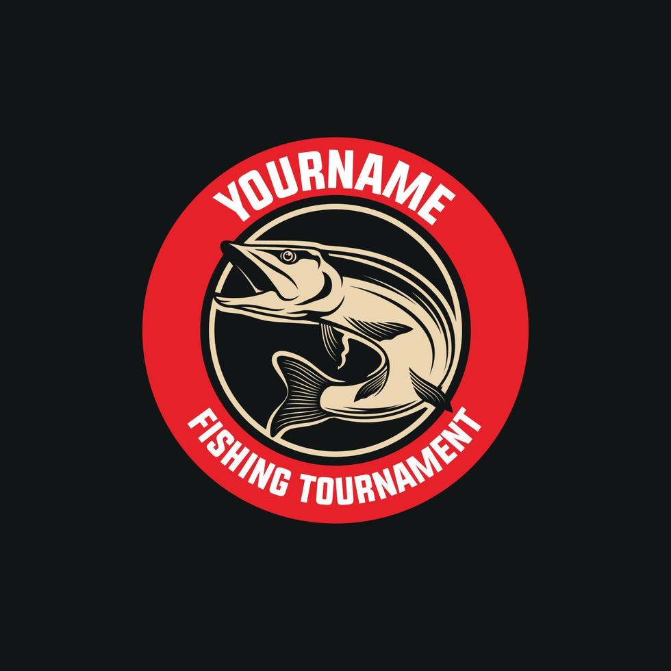 logotipo do torneio de pesca com estilo distintivo vetor