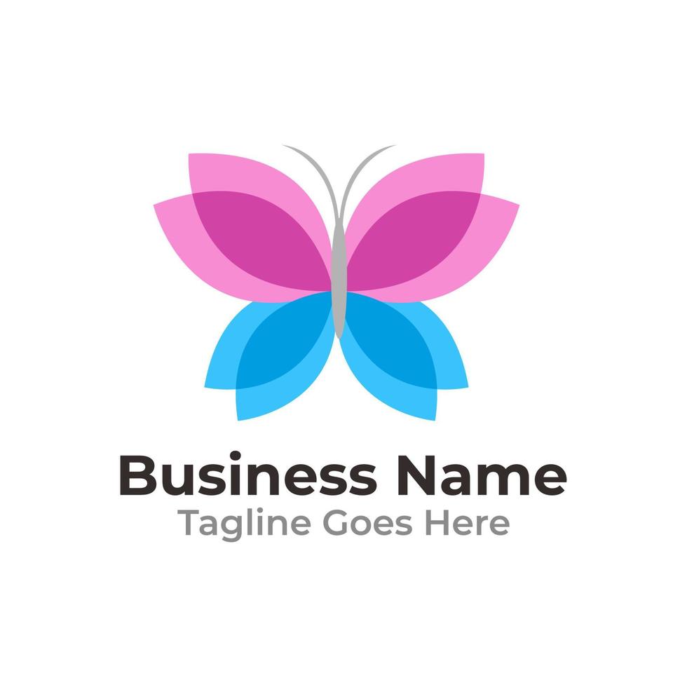 logotipo da borboleta em rosa e azul vetor