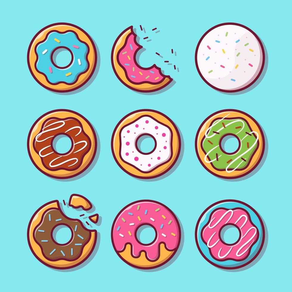 rosquinha rosquinha ilustração de ícone de vetor dos desenhos animados. comida objeto ícone conceito isolado vetor premium. estilo de desenho animado plano