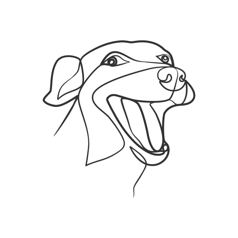estilo de desenho de linha contínua de cabeça de cachorro vetor
