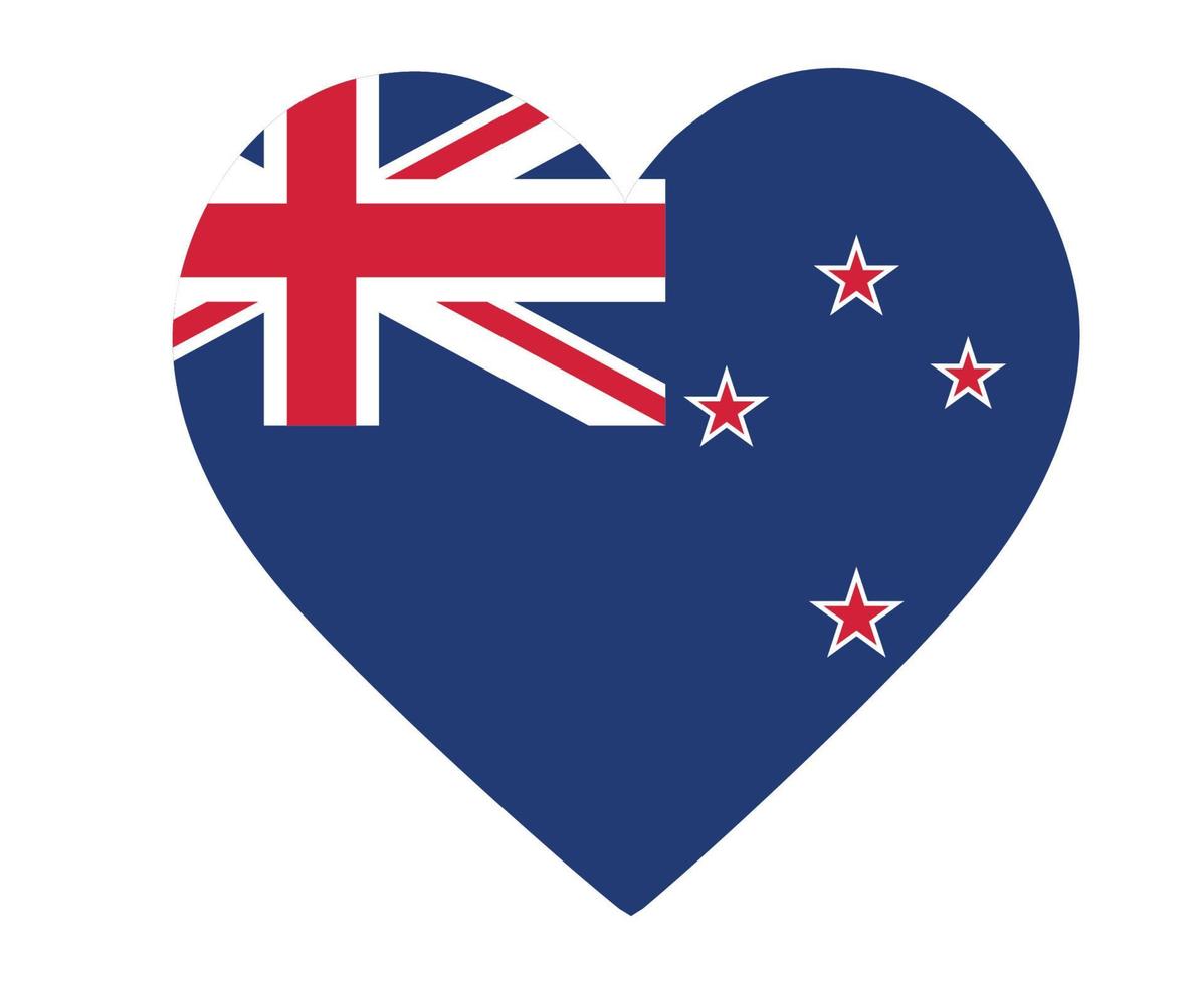 nova zelândia bandeira nacional oceania emblema coração ícone ilustração vetorial elemento de design abstrato vetor