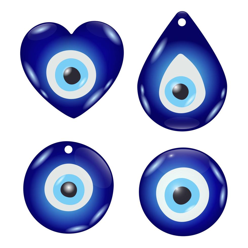 amuleto do mau-olhado. talismã de proteção oriental azul. símbolo turco e grego de proteção. ilustração em vetor nazar de vidro.