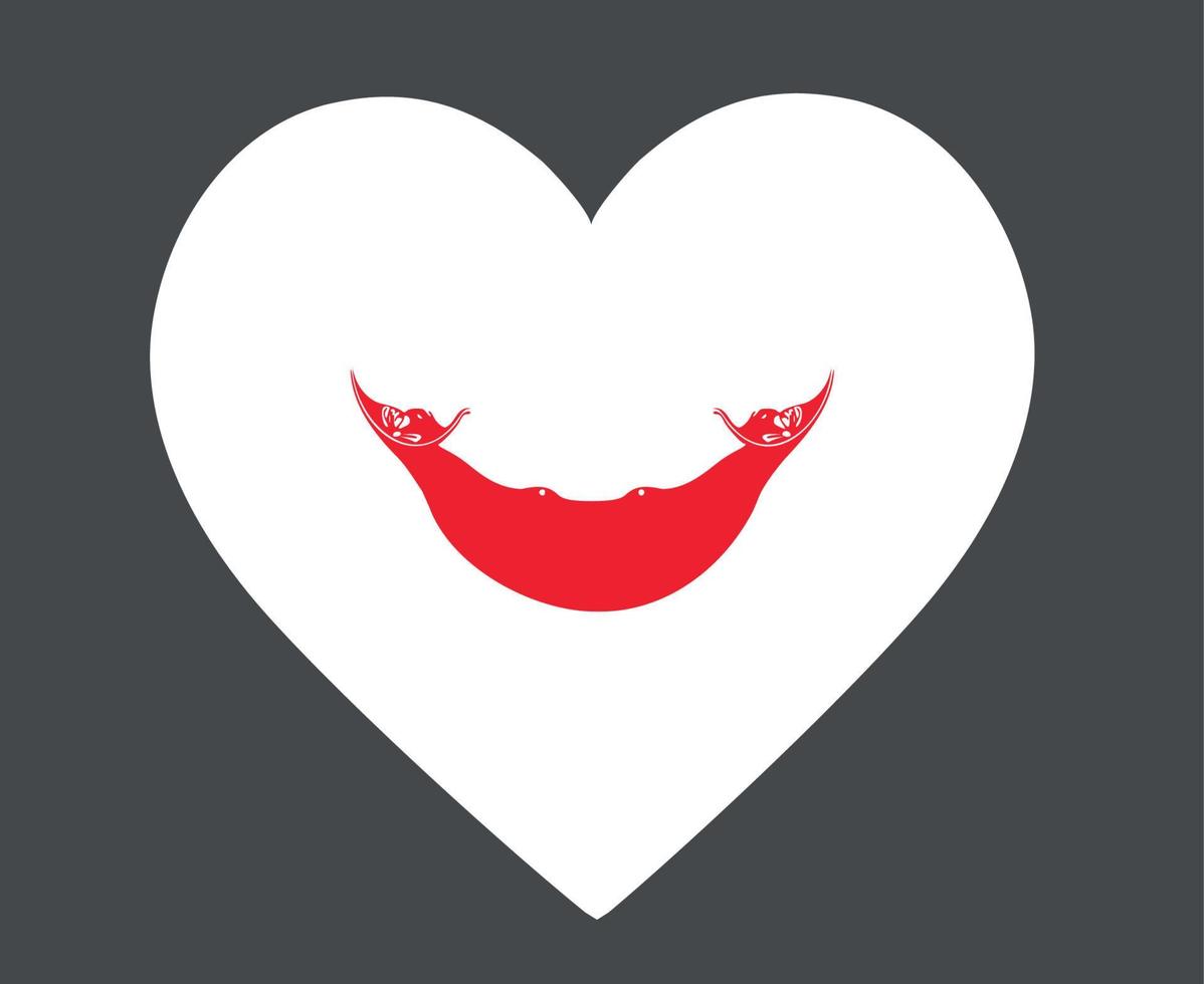 bandeira da ilha de páscoa nacional oceania emblema coração ícone ilustração vetorial elemento de design abstrato vetor