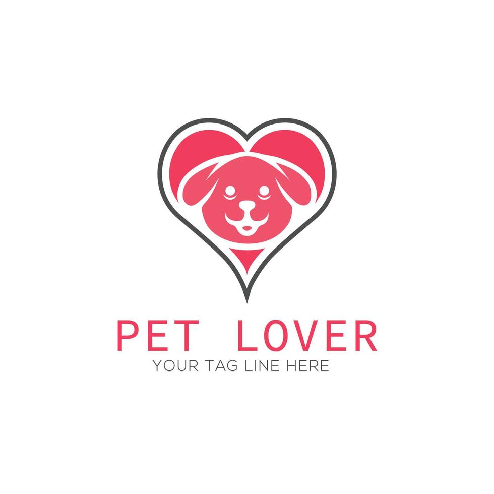 design de logotipo de carta de amor de animal de estimação simples minimalista criativo vetor
