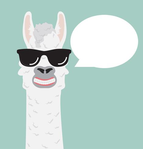 Cute alpaca com bolha do discurso de óculos vetor