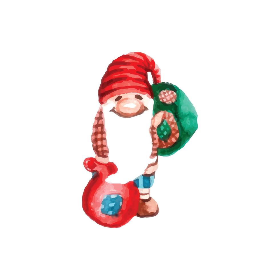 clipart de gnomos de natal em aquarela vetor