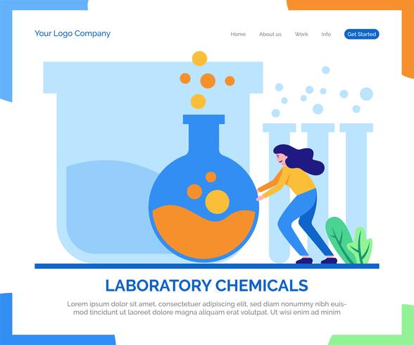 Fundo do vetor da página de aterrissagem dos produtos químicos do laboratório.