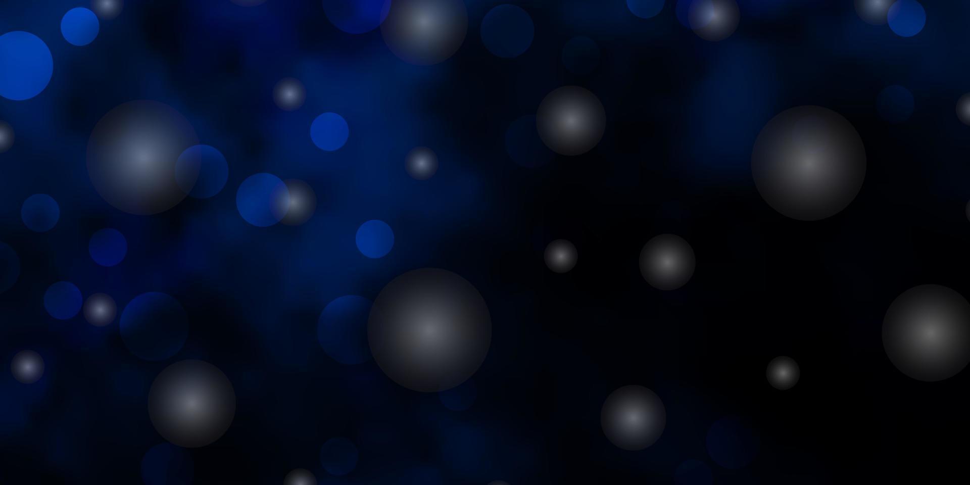 pano de fundo vector azul escuro com círculos, estrelas.