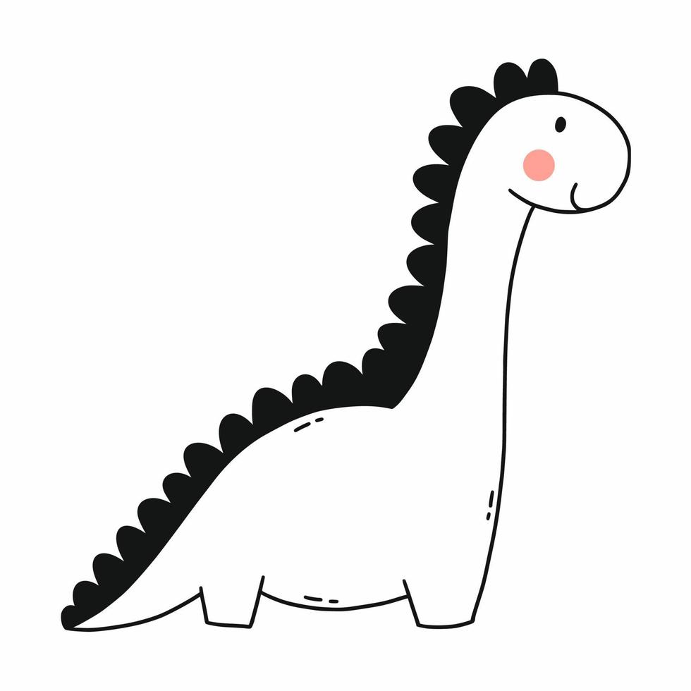 dinossauro fofo. ilustração vetorial doodle. dinossauro em fundo branco. Personagem de desenho animado. personagem para crianças. vetor