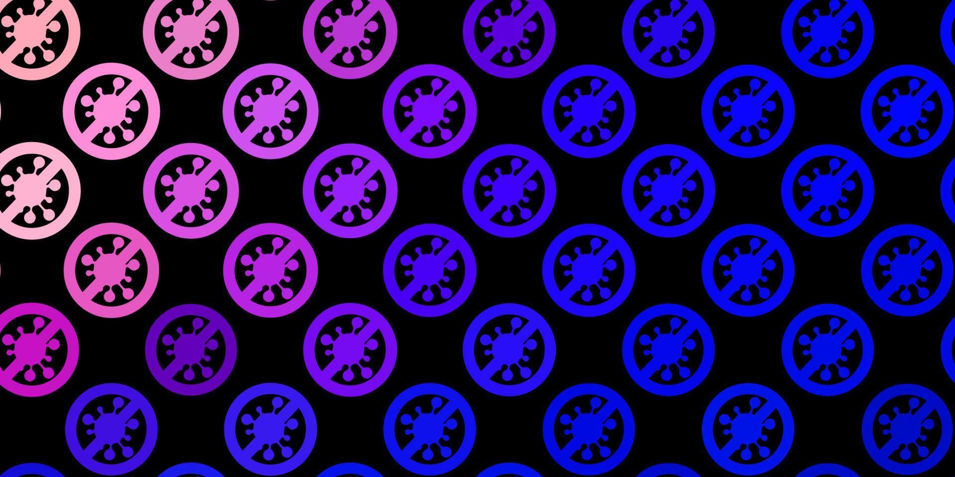 pano de fundo vector azul e amarelo escuro com símbolos de vírus.
