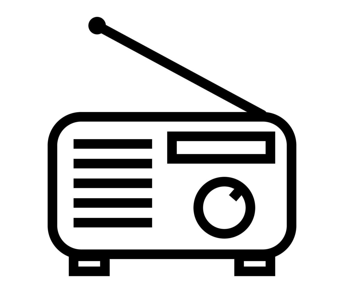 ícone de vetor de rádio antigo. ilustração de contorno de ícone de rádio preto e branco.