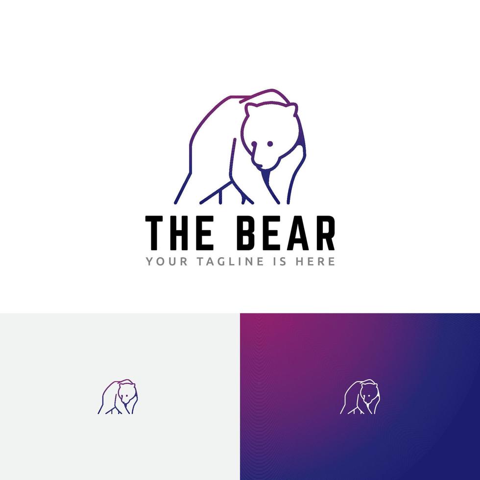 modelo de logotipo monoline de natureza selvagem grande urso pardo vetor