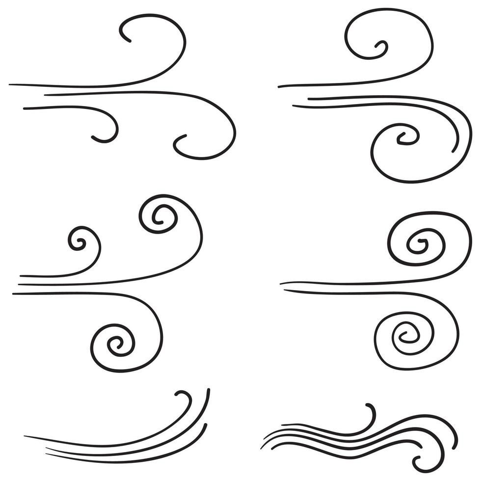 estilo desenhado à mão de vetor de ilustração de vento doodle