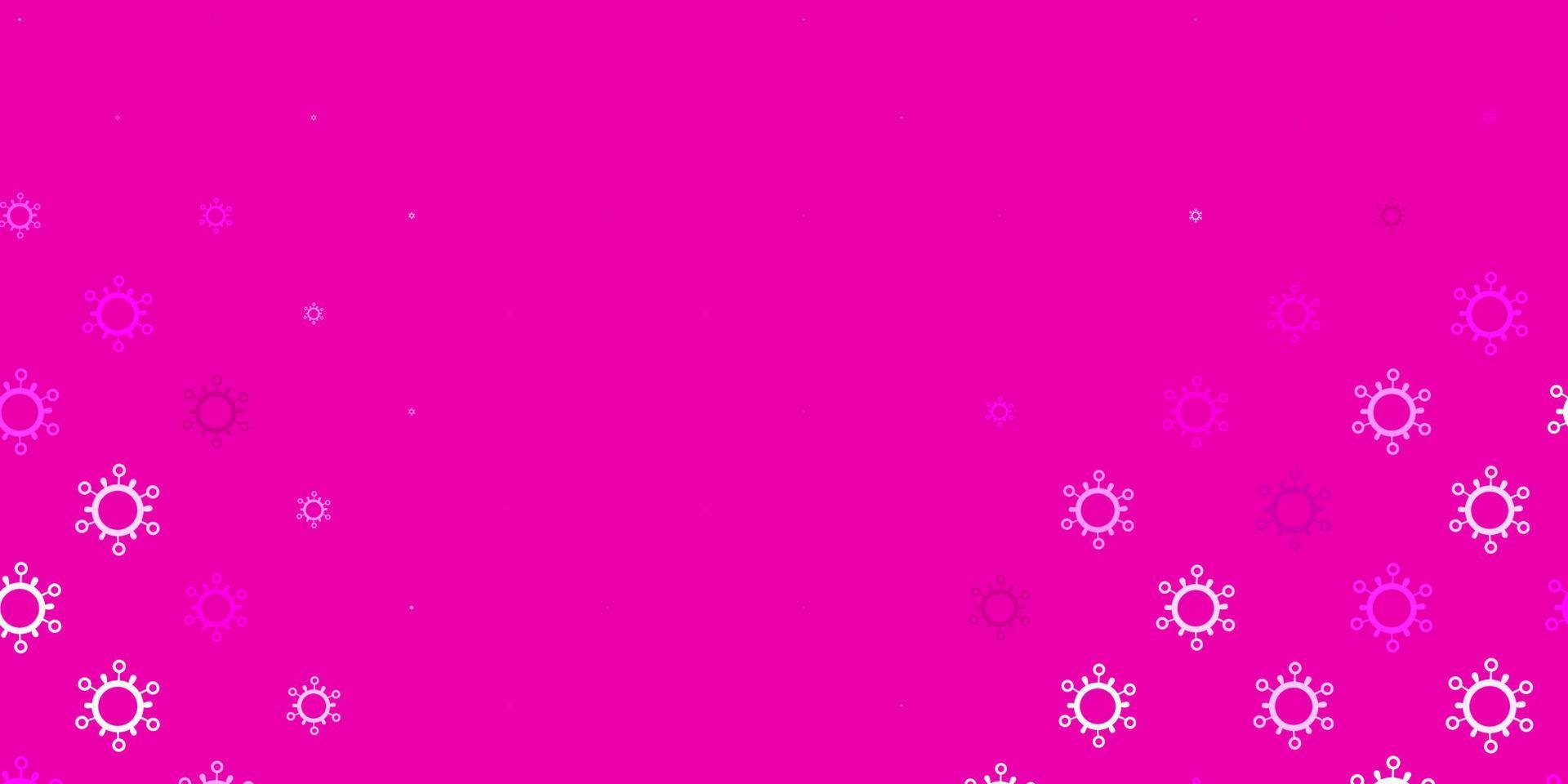 pano de fundo vector rosa claro com símbolos de vírus.