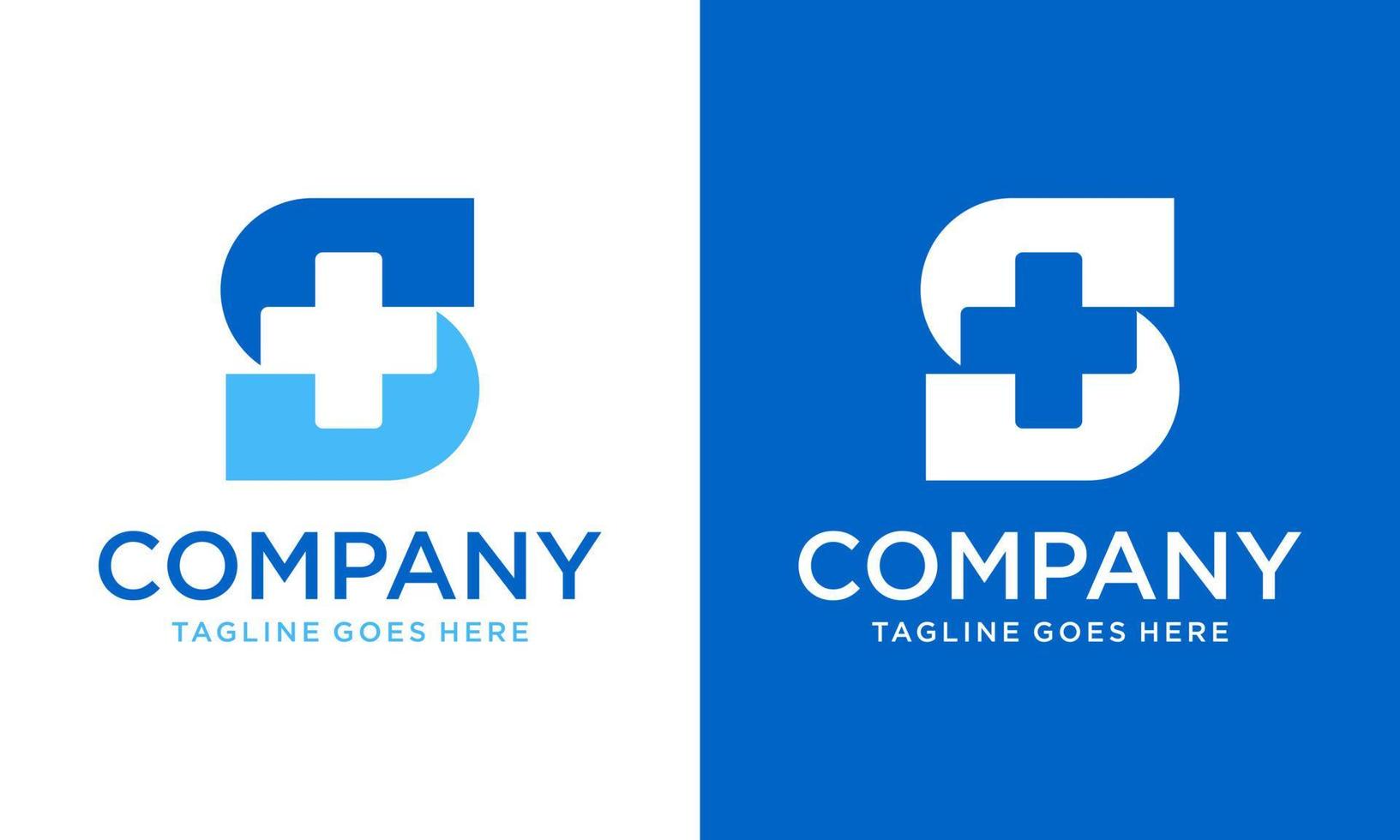 modelo de logotipo inicial de letra cruzada, logotipo da clínica de saúde. vetor de logotipo cruzado.
