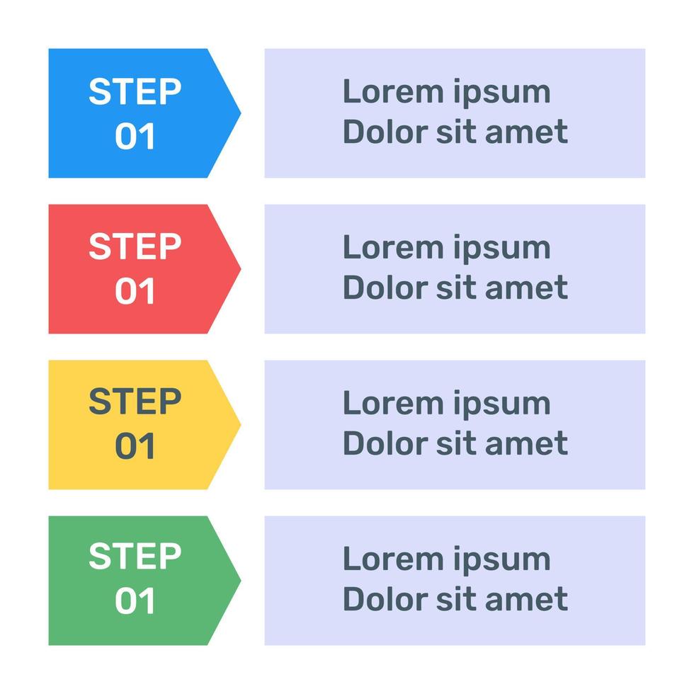 passo rótulos ícone infográfico em design plano vetor