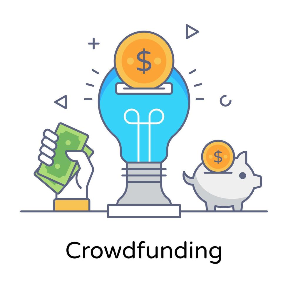 ícone de estilo plano de crowdfunding, vetor editável