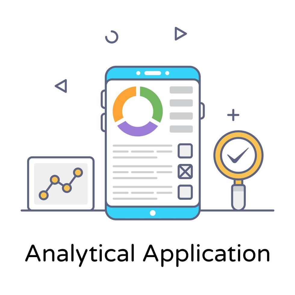 design de contorno plano do ícone de aplicativo analítico vetor