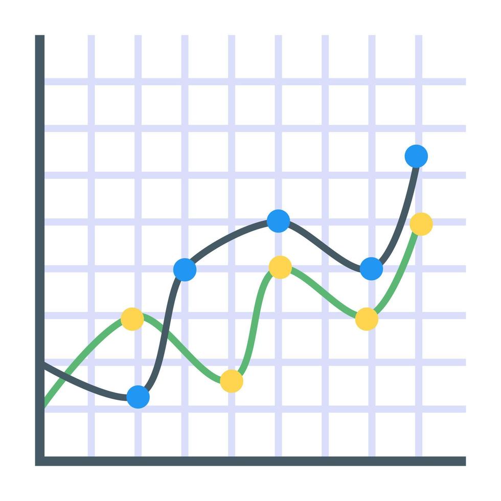 um ícone plano de gráfico de linha vetor