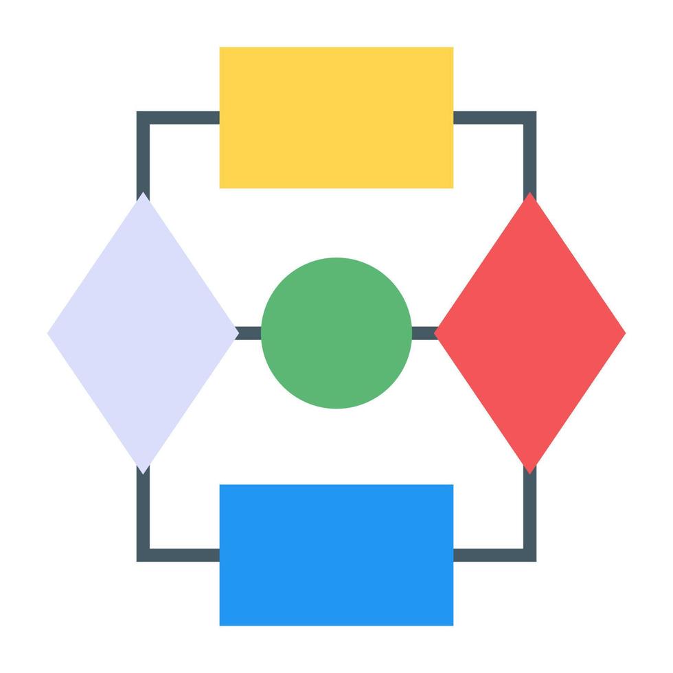 um ícone moderno de infográfico de fluxograma em design plano vetor