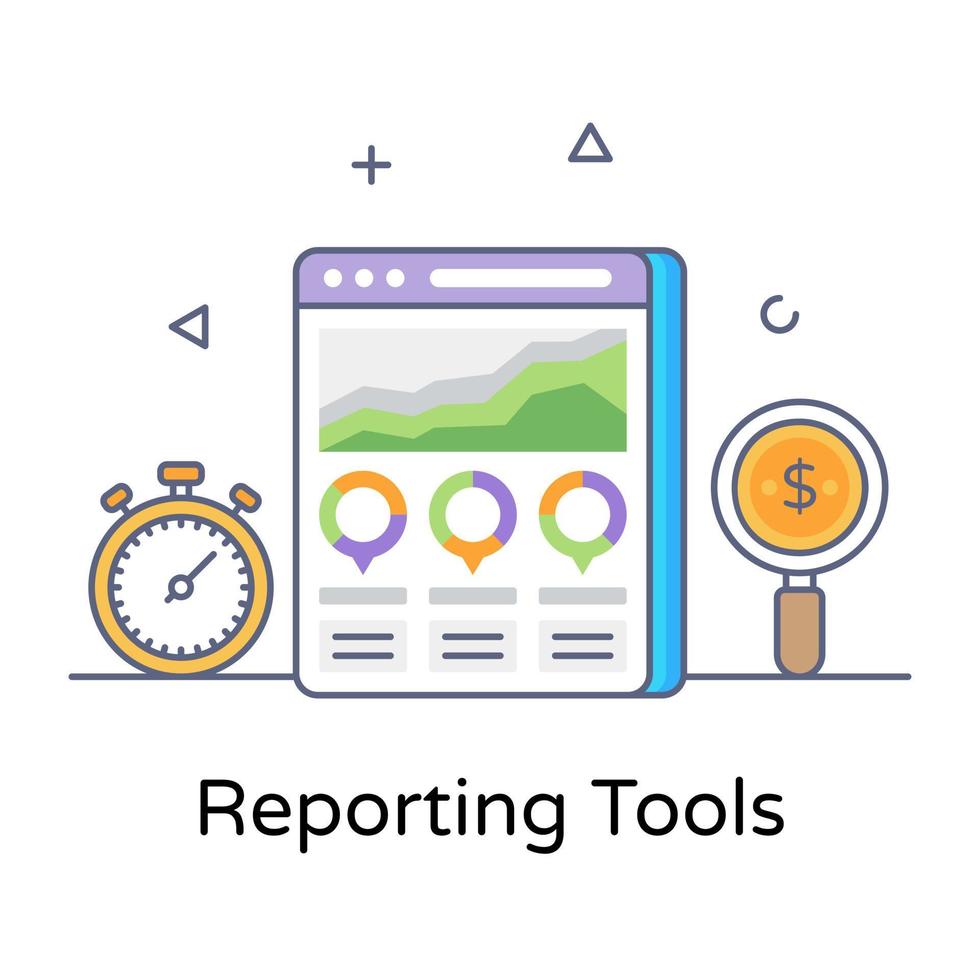 um ícone de estilo moderno de ferramentas de relatórios vetor