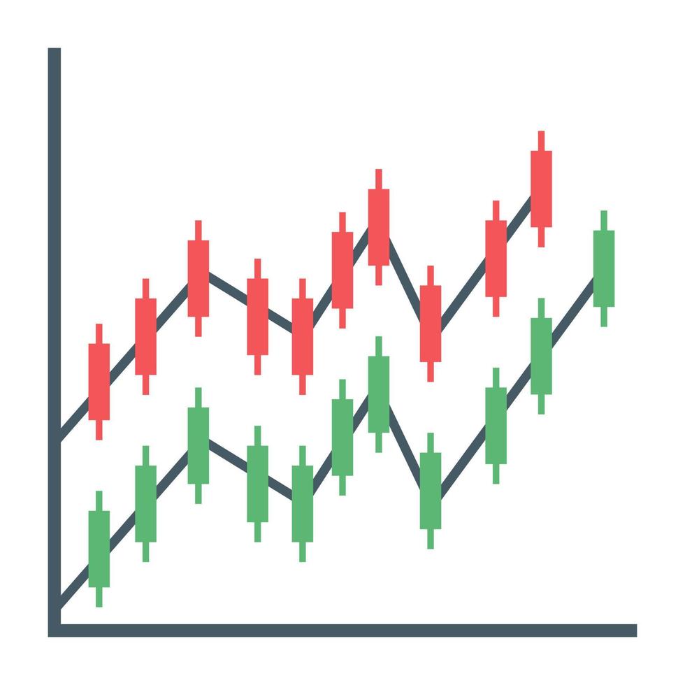 um ícone plano de gráfico de linha vetor