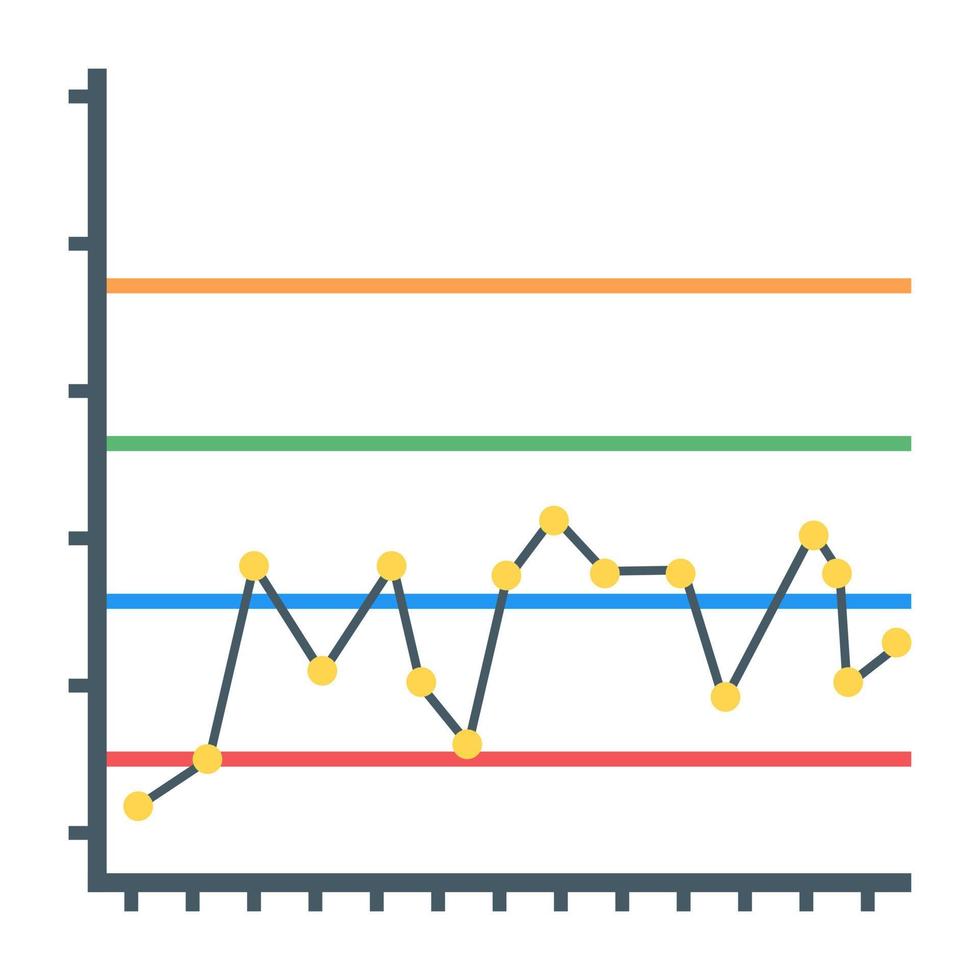 ícone plano de gráfico de linhas, conceito de relatório financeiro vetor
