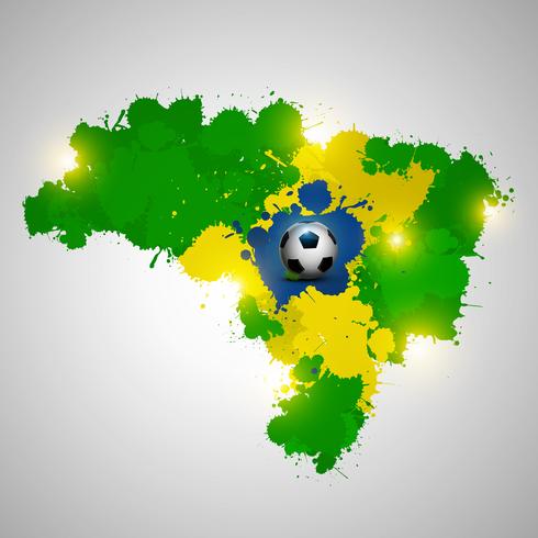 Mapa de splatter do Brasil com bola vetor