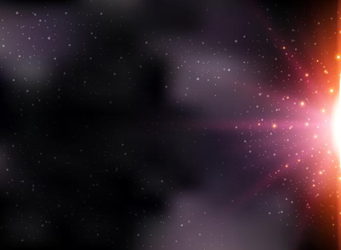 Espaço infinito futurista abstrato do universo no fundo violeta escuro com efeito da luz. vetor