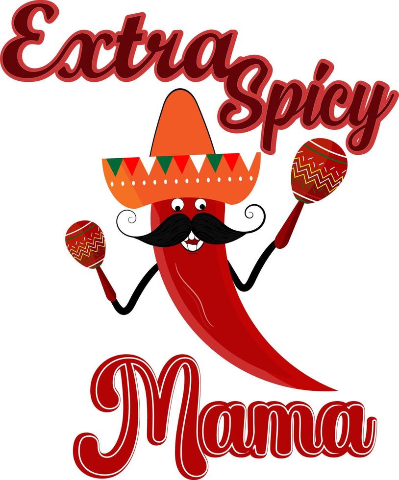 design de camiseta de mamãe extra picante para cinco de maio, pode ser usado em camiseta, suéter, jumper, capuz, caneca, adesivo, vetor