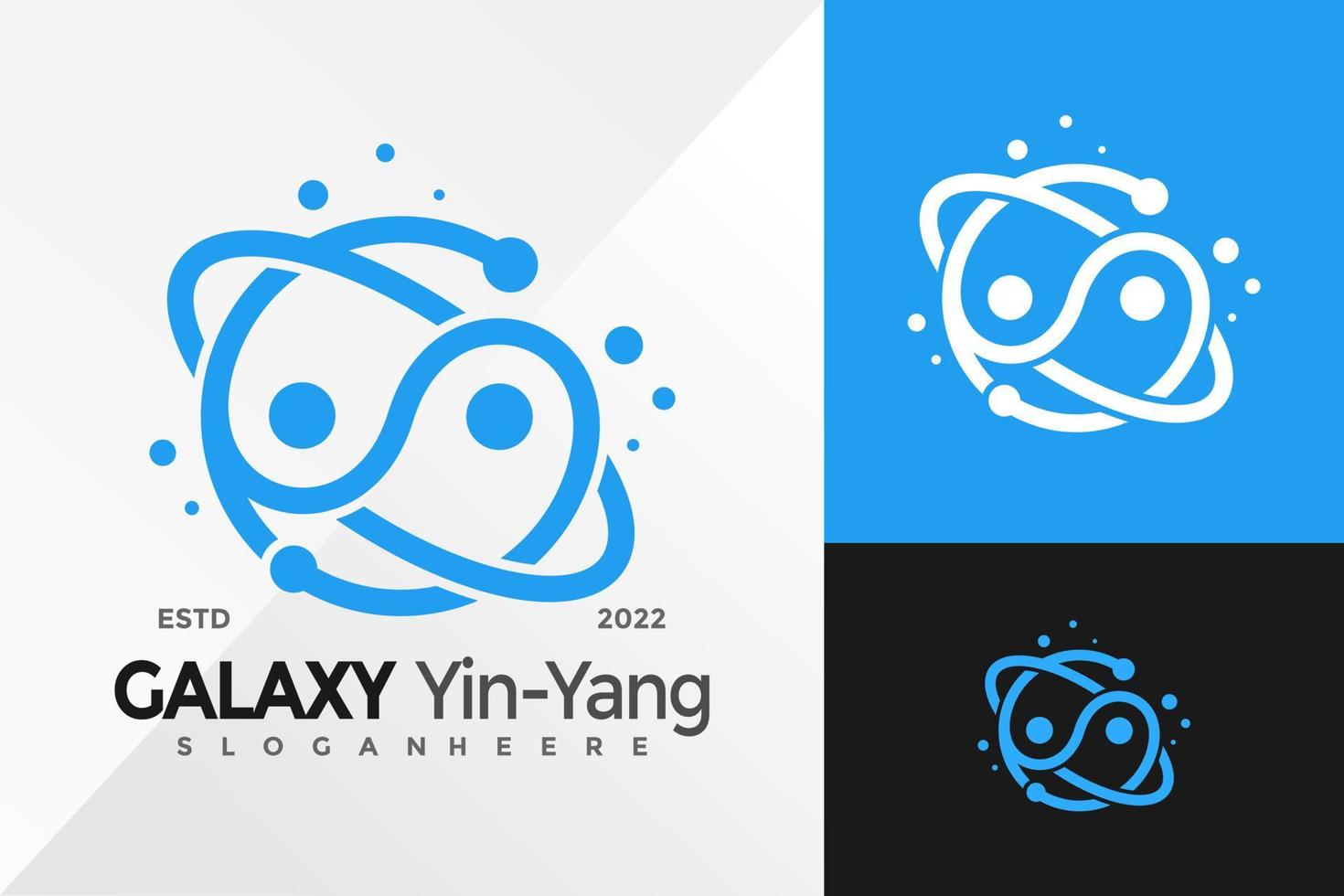 modelo de ilustração vetorial de design de logotipo de galáxia yin yang vetor