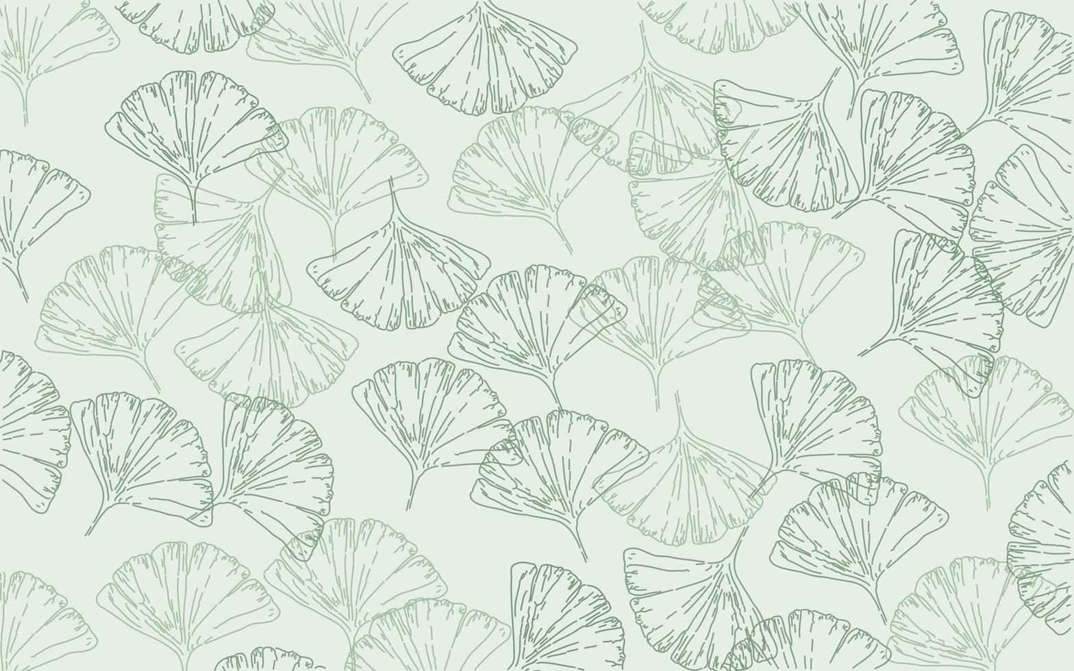 ginkgo deixa padrão sem emenda de contorno cinza. fundo de cartaz de ginkgo biloba, inspirado na natureza, impressão de arte elegante. design decorativo botânico, ilustração vetorial para spa, bem-estar, tecido, moda vetor