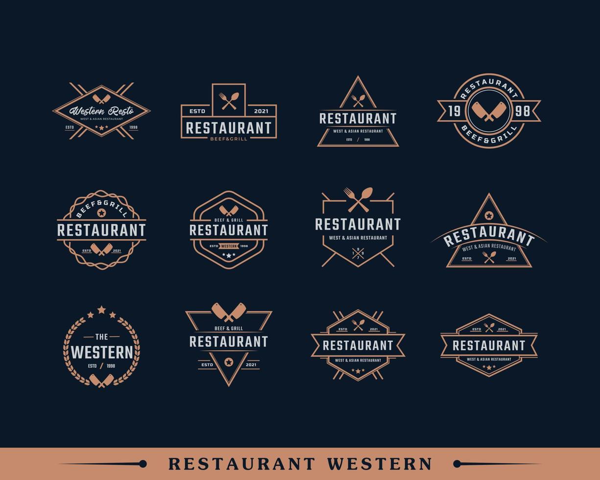 conjunto de distintivo de rótulo retro vintage clássico para inspiração de design de logotipo de restaurante e café vetor