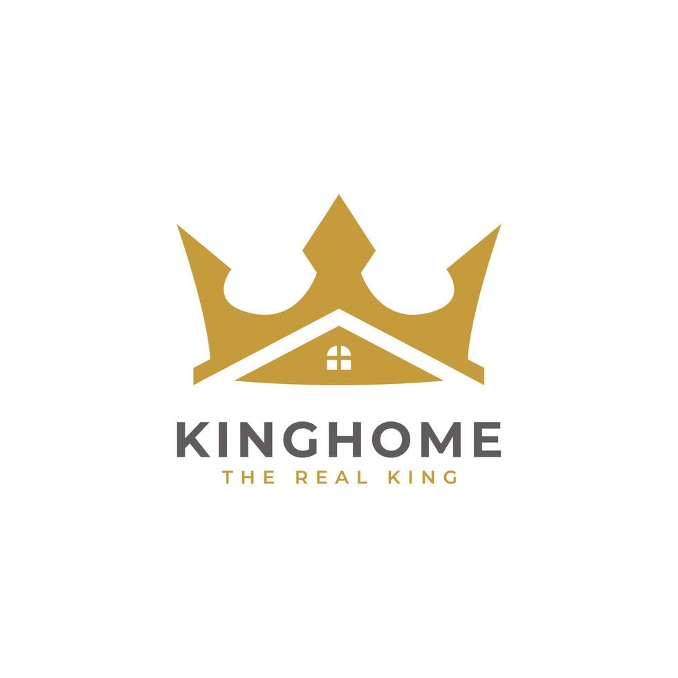 ícone da casa do rei. coroa e casa para inspiração de design de logotipo de negócios imobiliários ou empréstimos à habitação vetor