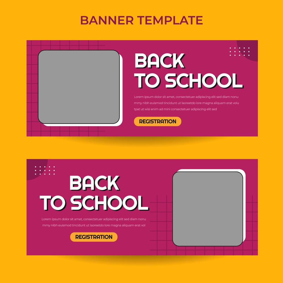 horizontal de volta ao modelo de banner da web da escola com estilo de estética de computador retrô vetor