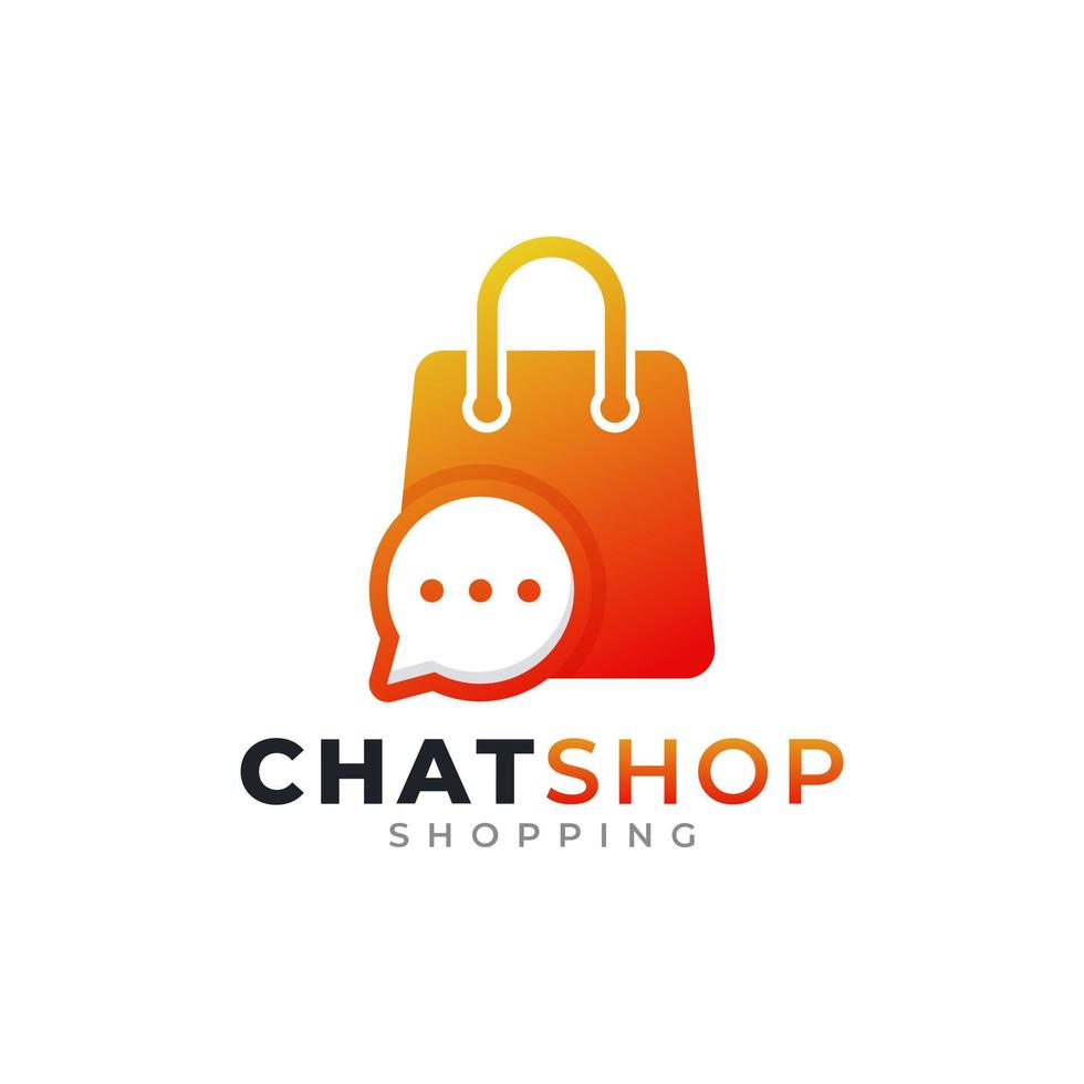 chat de loja e elemento de modelo de design de logotipo de compras vetor