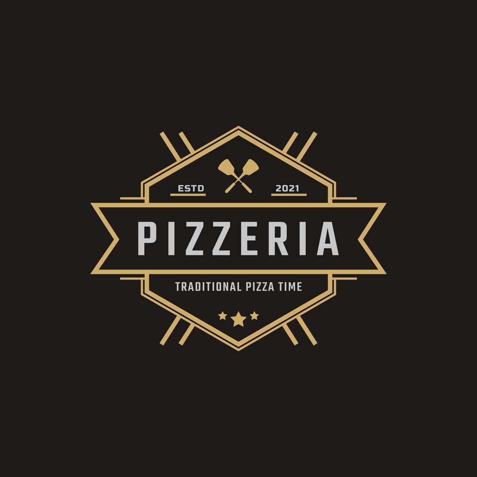 emblema clássico vintage espátula espátula pizza pizzaria design de logotipo inspiração vetor