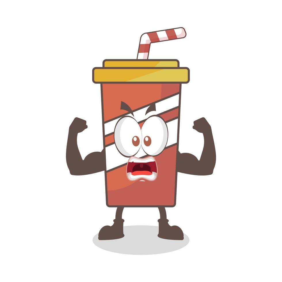 gráfico de ilustração vetorial de refrigerantes musculares de personagens fofos, design adequado para bebidas de mascote ou dia mundial da comida vetor