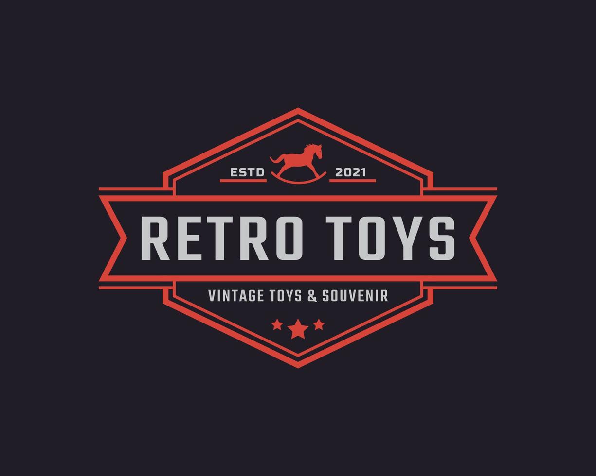 brinquedos de crachá de rótulo retrô vintage clássico e inspiração de design de logotipo de lembrança vetor