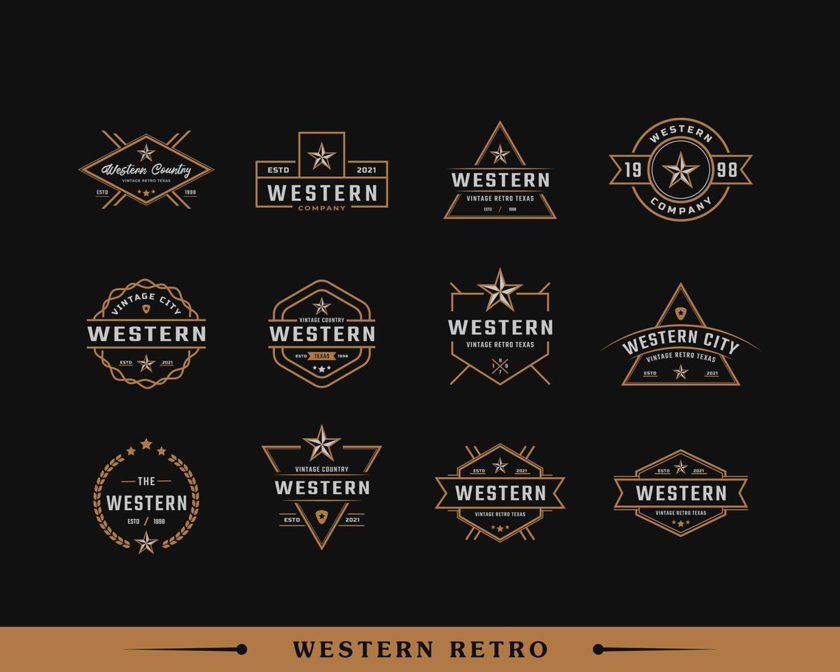 conjunto de distintivo de rótulo retrô vintage clássico para inspiração de design de logotipo de país ocidental texas vetor