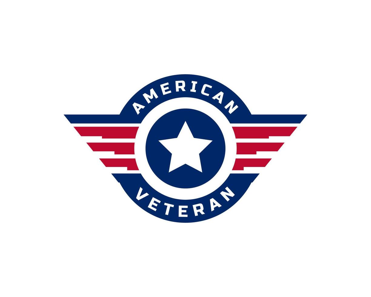 elemento de modelo de design de logotipo de ícone de asas de emblema de bandeira de veterano americano patriótico vetor