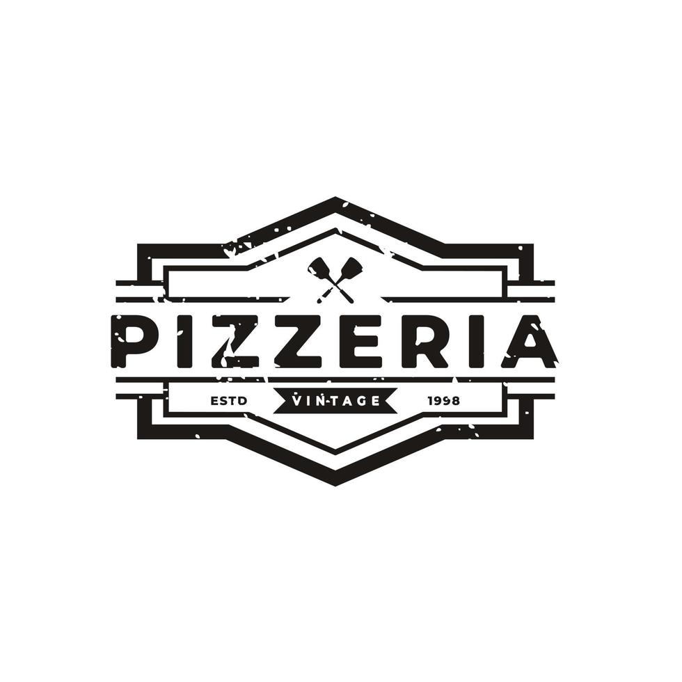 emblema clássico vintage espátula espátula pizza pizzaria design de logotipo inspiração vetor