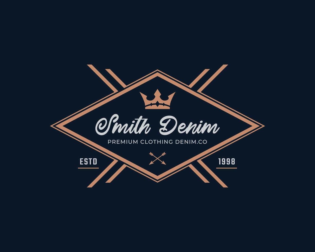 distintivo de etiqueta retrô vintage clássico para roupas originais vestuário jeans jeans quadro inspiração de design de logotipo vetor